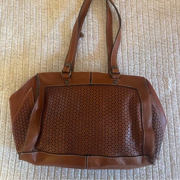 PATRICIA NASH Perforated FRAME Satchel Doctor Bag w/Lock & Key - Picture 3 of 9